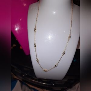 New 14K Gold Over Solid Sterling Silver Necklace Marquise CZ Station Necklace